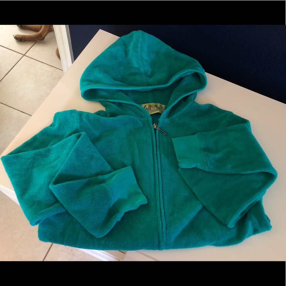 Juicy Couture Zip Up Hoodie Sweatshirt Large Teal
